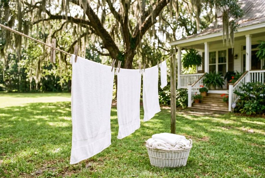 Towels on the clothesline