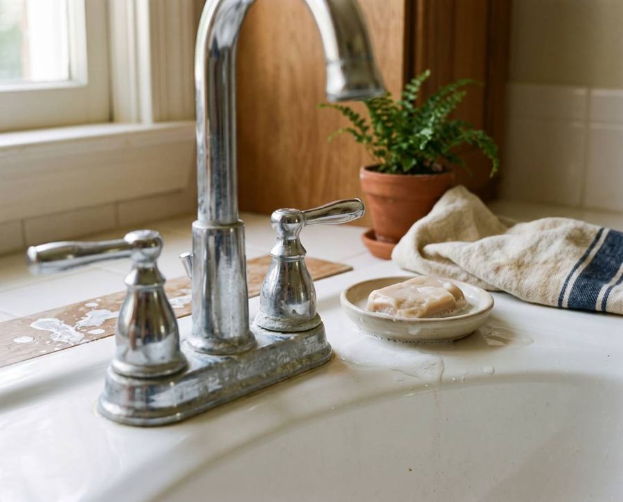 A dull, spotted faucet